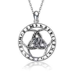 image-Wiccan Necklace Runes Pendant Viking Jewelry in Sterling Silver
