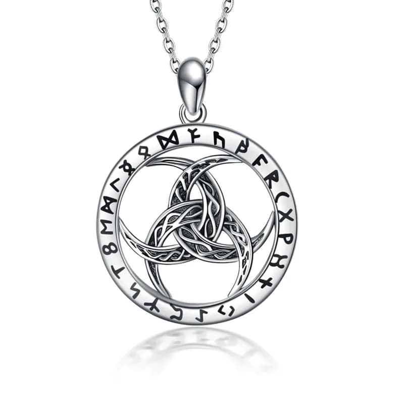 image-Wiccan Necklace Runes Pendant Viking Jewelry in Sterling Silver