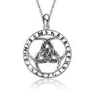 image-Wiccan Necklace Runes Pendant Viking Jewelry in Sterling Silver