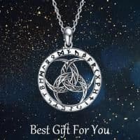image-Wiccan Necklace Runes Pendant Viking Jewelry in Sterling Silver