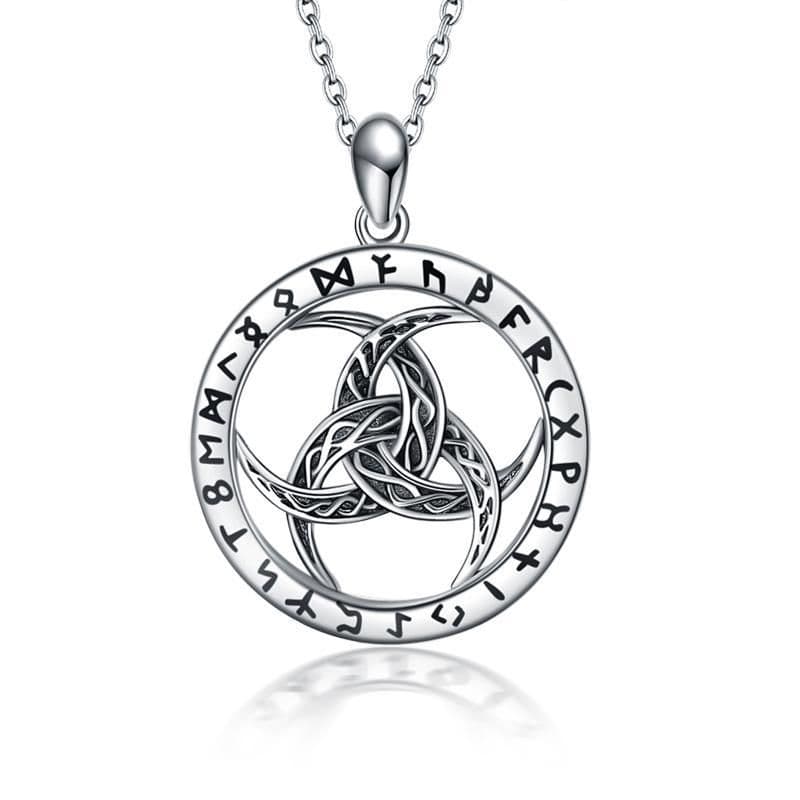 image-Wiccan Necklace Runes Pendant Viking Jewelry in Sterling Silver