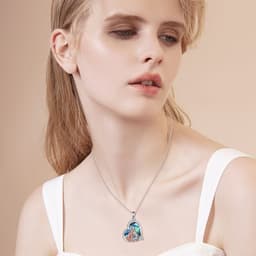 image-Sterling Silver Kitsune Fox Heart Pendant Necklace Jewelry Gifts
