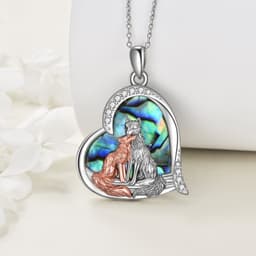 image-Sterling Silver Kitsune Fox Heart Pendant Necklace Jewelry Gifts