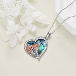 image-Sterling Silver Kitsune Fox Heart Pendant Necklace Jewelry Gifts