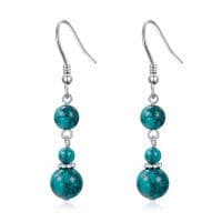 image-Turquoise Earrings for Women Sterling Silver Hooks Dangle Drop Earrings for Girls Gifts