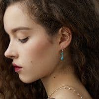 image-Turquoise Earrings for Women Sterling Silver Hooks Dangle Drop Earrings for Girls Gifts