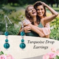 image-Turquoise Earrings for Women Sterling Silver Hooks Dangle Drop Earrings for Girls Gifts
