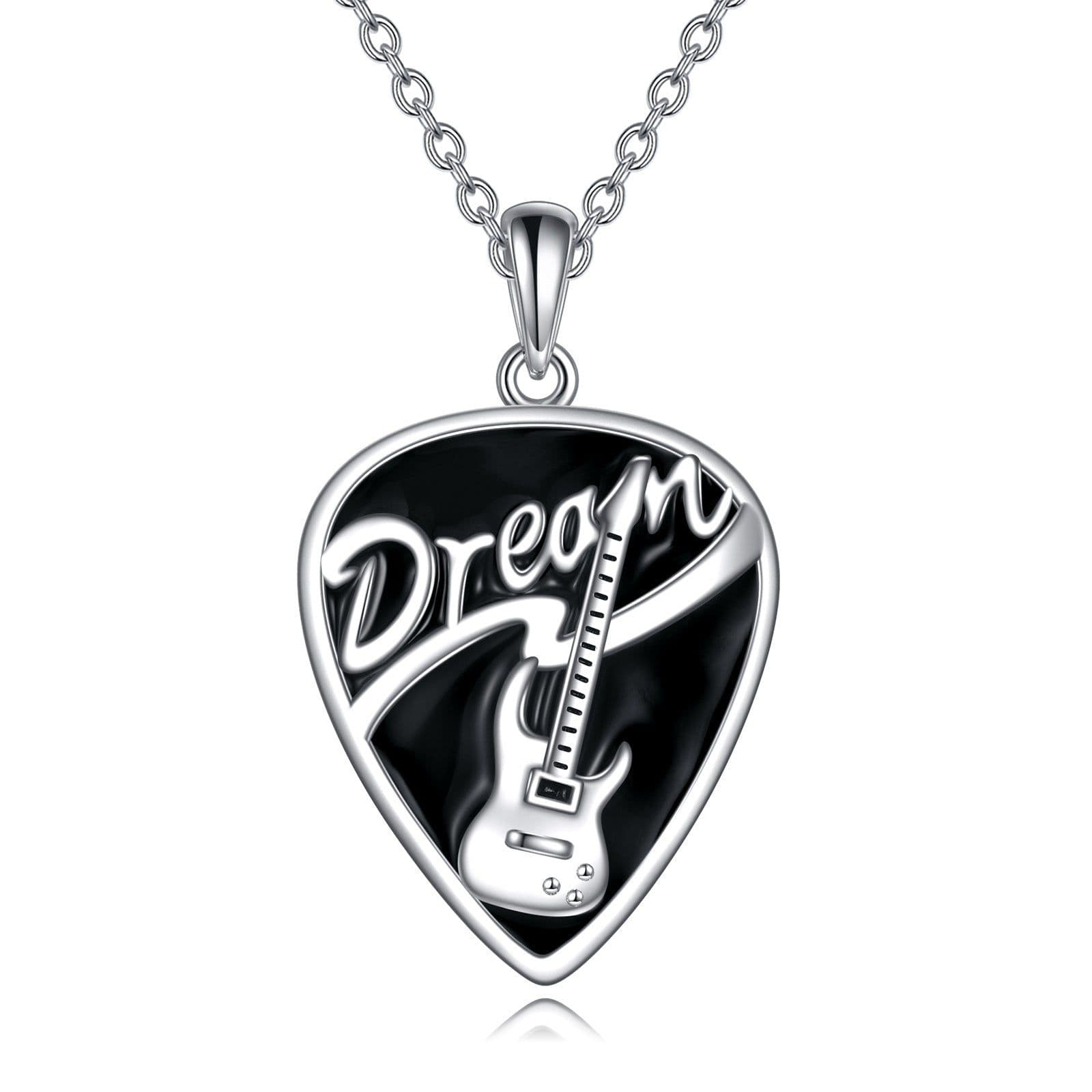 image-Sterling Silver Music Guitar Pick Pendant Necklace Jewelry Gifts for Women