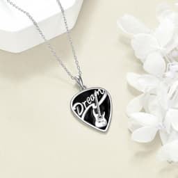 image-Sterling Silver Music Guitar Pick Pendant Necklace Jewelry Gifts for Women