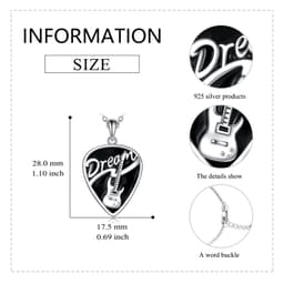 image-Sterling Silver Music Guitar Pick Pendant Necklace Jewelry Gifts for Women