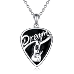 image-Sterling Silver Music Guitar Pick Pendant Necklace Jewelry Gifts for Women