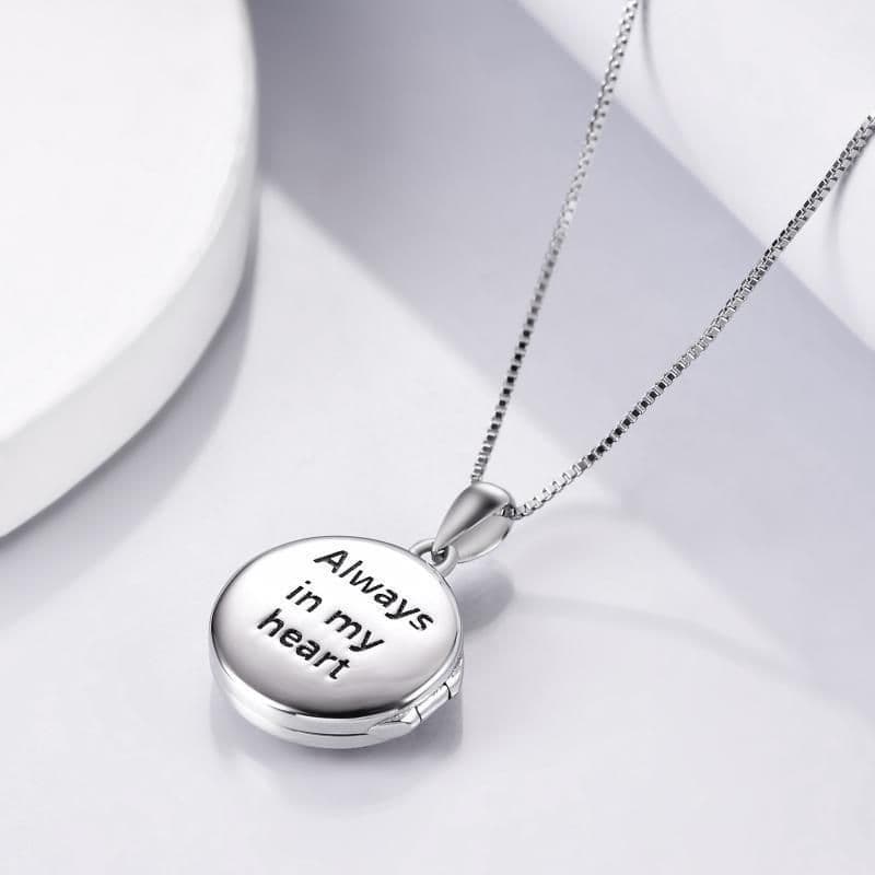 image-Personalized Flower Photo Locket Necklace 925 Sterling Silver Photo Pendant