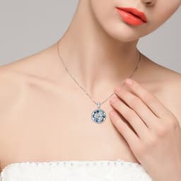image-Personalized Flower Photo Locket Necklace 925 Sterling Silver Photo Pendant