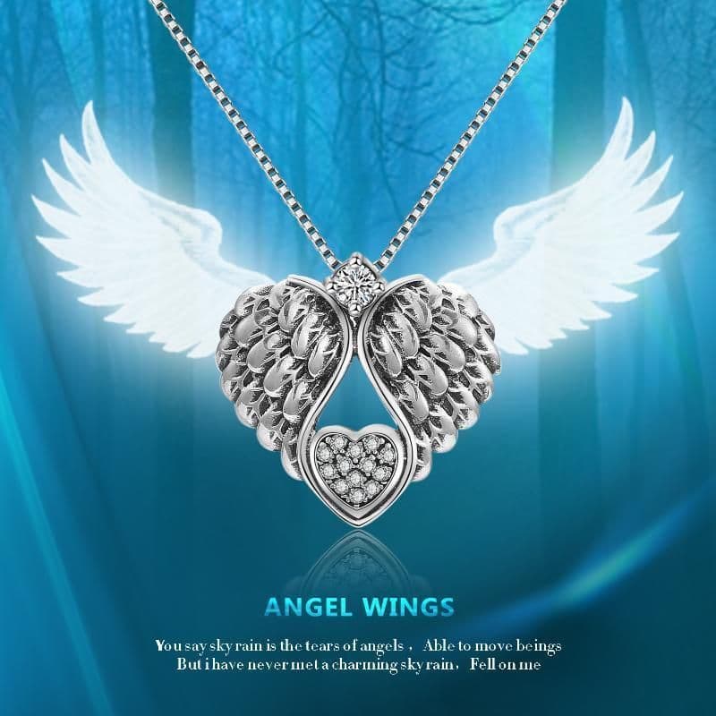 image-925 Sterling Silver Guardian Angel Wing Pendant Necklace for Women