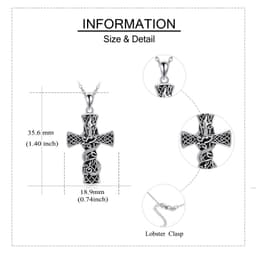 image-Cross Necklace Sterling Silver Cross Faith Celtic Dragon Jewelry for Women Men