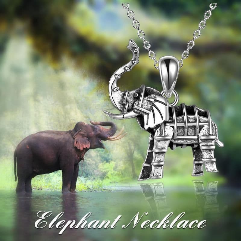 image-Sterling Silver Oxidized Elephant Pendant Necklace for Women and Men