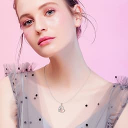 image-Sterling Silver Heart Horse and Girl Pendant Necklace Jewelry Gifts for Women Girls Kids