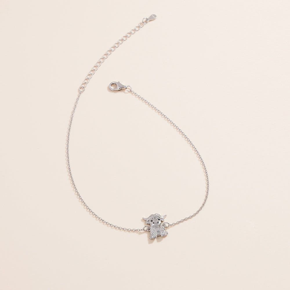 image-925 Sterling Silver Highland Cow Anklet Braclet Animal Jewelry Gifts