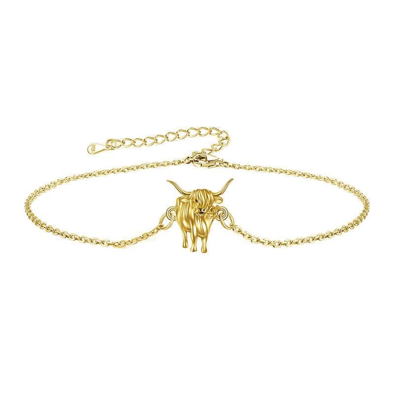image-925 Sterling Silver Highland Cow Anklet Braclet Animal Jewelry Gifts