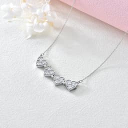 image-Clover Folded Heart Zircon Charm Pendant Necklace Gift for Women