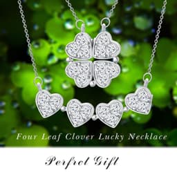 image-Clover Folded Heart Zircon Charm Pendant Necklace Gift for Women