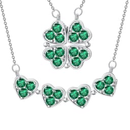 image-Clover Folded Heart Zircon Charm Pendant Necklace Gift for Women
