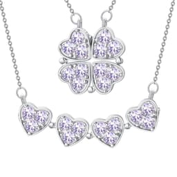 image-Clover Folded Heart Zircon Charm Pendant Necklace Gift for Women