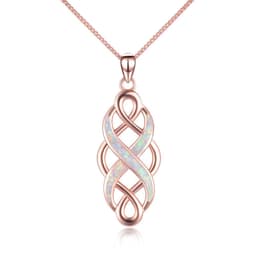 image-Sterling Silver Irish Celtic Knot Opal Pendant Necklace Infinity Love Necklace Gift