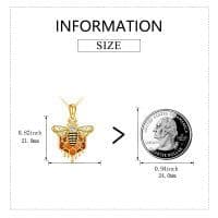 image-Sterling Silver Honeycomb Bee Pendant Necklace Jewelry for Women