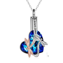 image-Sterling Silver Dragonfly Crystal Urn Pendant Necklace as Gifts for Women