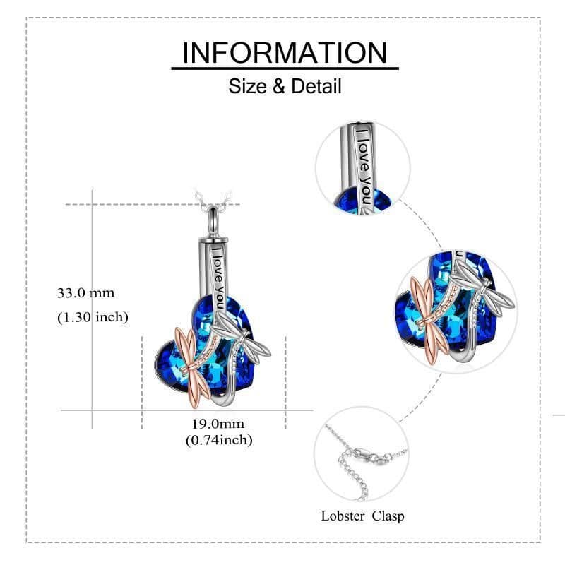 image-Sterling Silver Dragonfly Crystal Urn Pendant Necklace as Gifts for Women