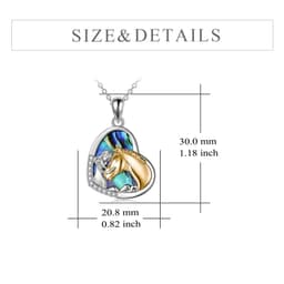 image-Sterling Silver Girls Embrace Horse Heart Pendant Necklace for Women Girls