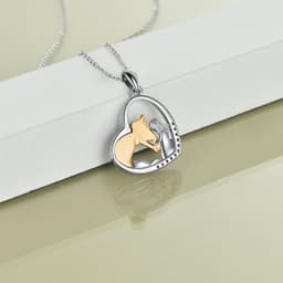 image-Sterling Silver Girls Embrace Horse Heart Pendant Necklace for Women Girls