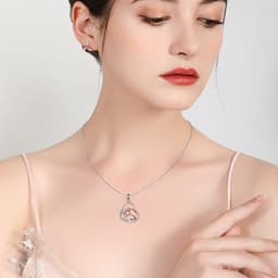 image-Sterling Silver Girls Embrace Horse Heart Pendant Necklace for Women Girls
