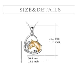 image-Sterling Silver Girls Embrace Horse Heart Pendant Necklace for Women Girls
