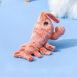 image-Pet Gravity Shrimp Plush Toy USB Charging Simulate Lobster Electric Jumping Cat Toys, Simulation Lobster Dog Toy, USB Charging With Catnip Plush Cat Toy, Pet Dog Cats Stuffed Interactive Toy