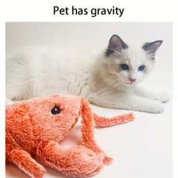image-Pet Gravity Shrimp Plush Toy USB Charging Simulate Lobster Electric Jumping Cat Toys, Simulation Lobster Dog Toy, USB Charging With Catnip Plush Cat Toy, Pet Dog Cats Stuffed Interactive Toy