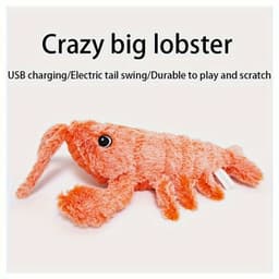 image-Pet Gravity Shrimp Plush Toy USB Charging Simulate Lobster Electric Jumping Cat Toys, Simulation Lobster Dog Toy, USB Charging With Catnip Plush Cat Toy, Pet Dog Cats Stuffed Interactive Toy