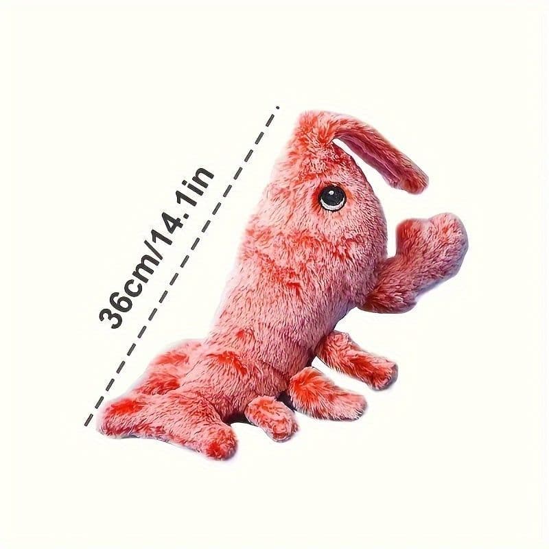 image-Pet Gravity Shrimp Plush Toy USB Charging Simulate Lobster Electric Jumping Cat Toys, Simulation Lobster Dog Toy, USB Charging With Catnip Plush Cat Toy, Pet Dog Cats Stuffed Interactive Toy