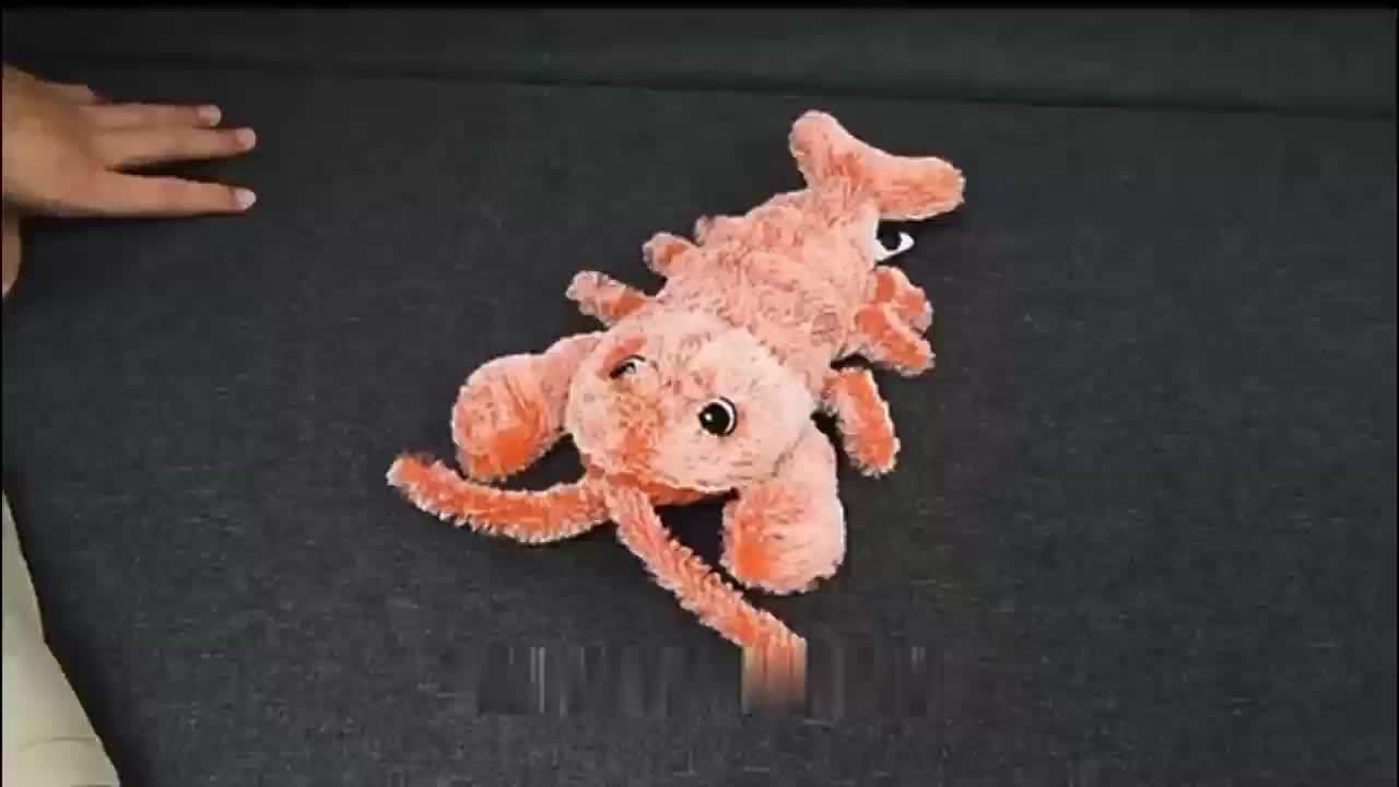 image-Pet Gravity Shrimp Plush Toy USB Charging Simulate Lobster Electric Jumping Cat Toys, Simulation Lobster Dog Toy, USB Charging With Catnip Plush Cat Toy, Pet Dog Cats Stuffed Interactive Toy