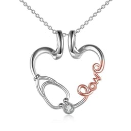 image-Ring Holder Pendant Necklace Love Nurse Stethoscope Jewelry Gift