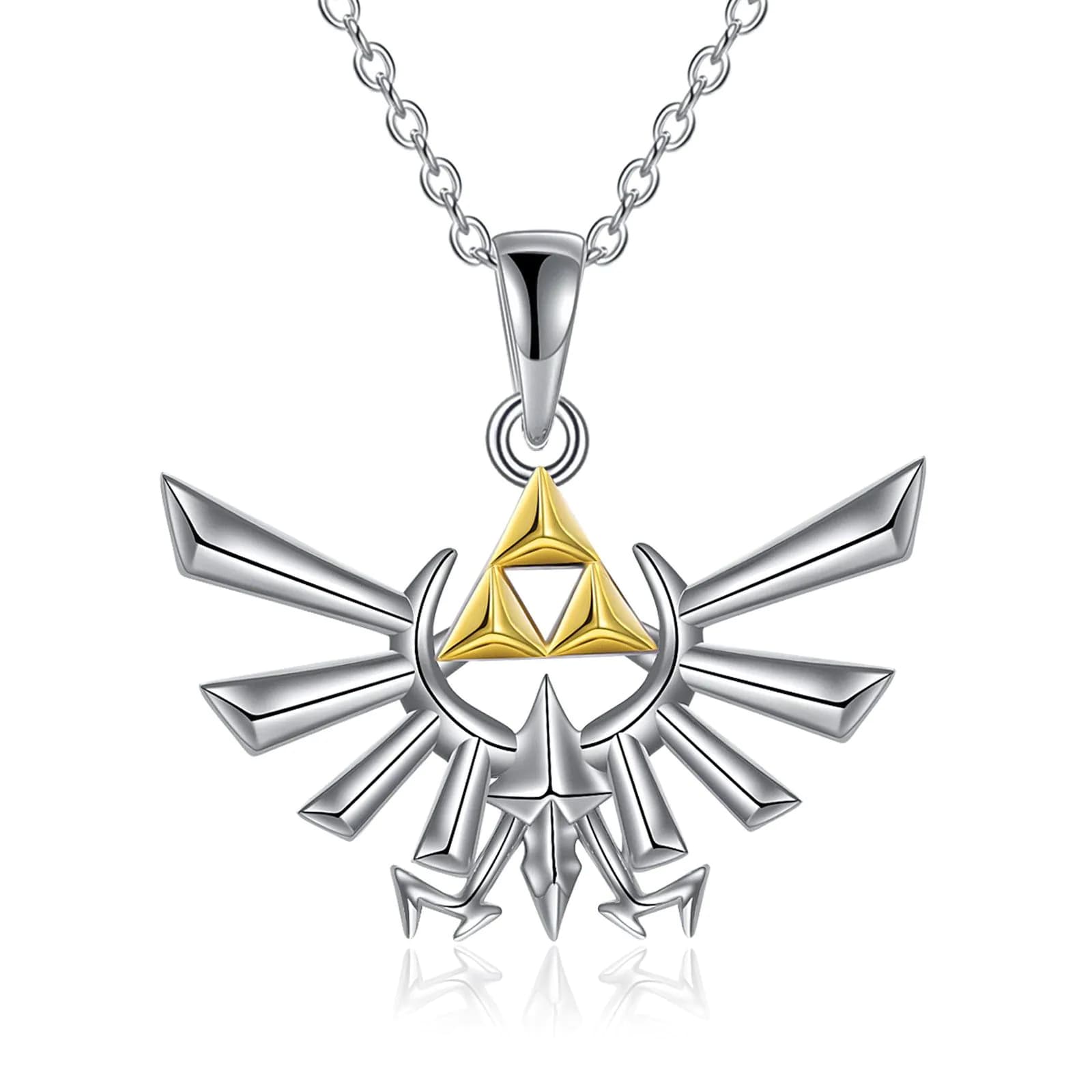 image-Sterling Silver Anime Zelda Pendant Necklace Jewelry Gifts For Men & Women
