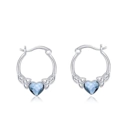 image-925 Sterling Silver Austrian Crystal Irish Celtic Love Heart Hoop Earrings