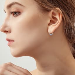 image-925 Sterling Silver Austrian Crystal Irish Celtic Love Heart Hoop Earrings
