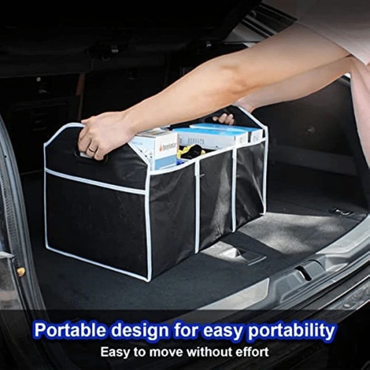 image-Car Multi-Pocket Trunk Organizer Large Capacity Folding Storage Bag Trunk Stowing And Tidying Trunk Organizer Car Accessories