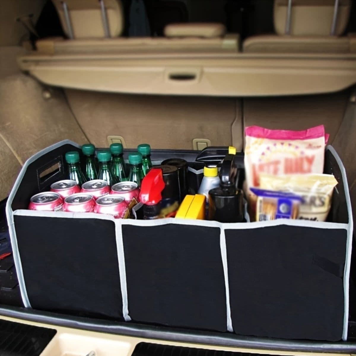 image-Car Multi-Pocket Trunk Organizer Large Capacity Folding Storage Bag Trunk Stowing And Tidying Trunk Organizer Car Accessories