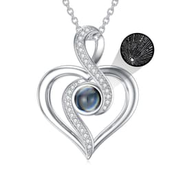 image-I Love You 100 Languages Heart Infinity Projection Necklace