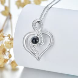 image-I Love You 100 Languages Heart Infinity Projection Necklace