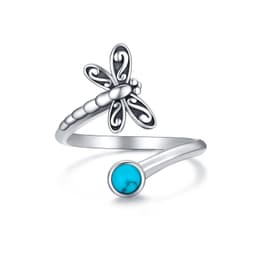 image-925 Sterling Silver Dragonfly Open Ring Turquoise Cute Animal Jewelry