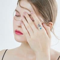 image-925 Sterling Silver Dragonfly Open Ring Turquoise Cute Animal Jewelry